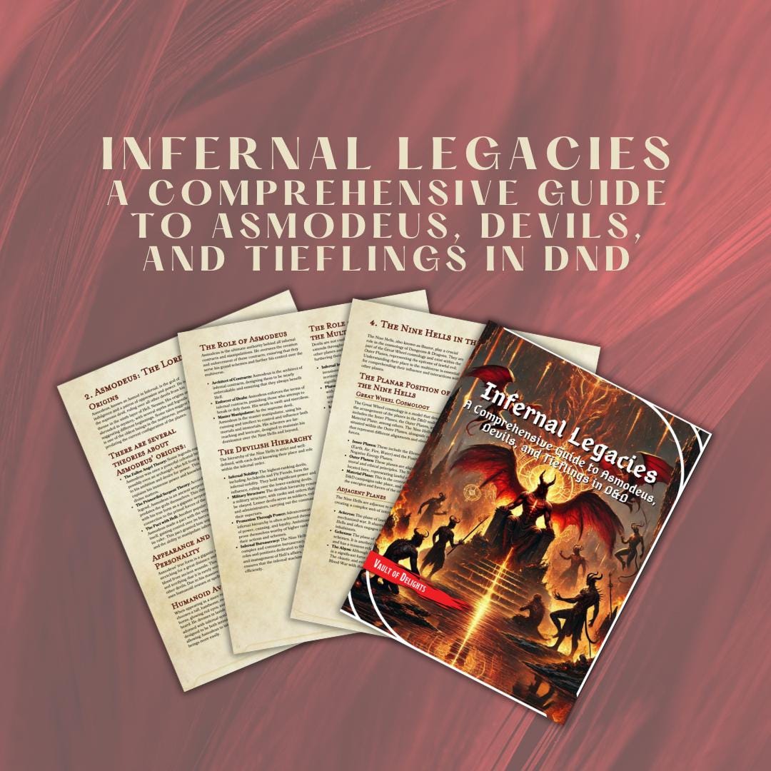 Infernal Legacies A Comprehensive Guide to Asmodeus, Devils, and Tieflings - digital download preview
