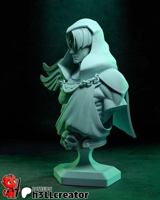 Thanatos Bust - Hades - resin tabletop miniature alternate angle