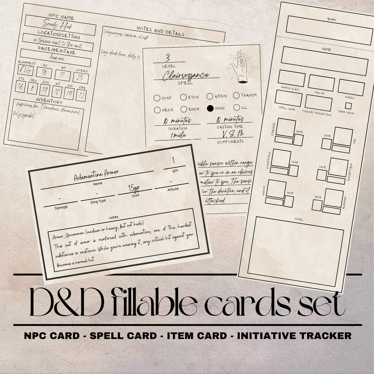 Fillable Cards Set - digital download preview