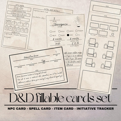 Fillable Cards Set - digital download preview