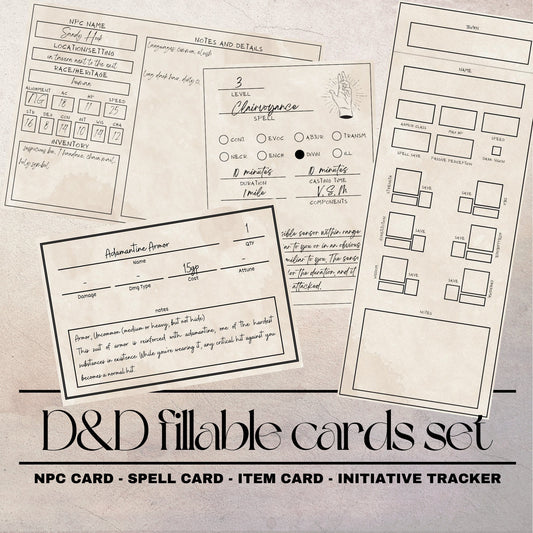 Fillable Cards Set - digital download preview