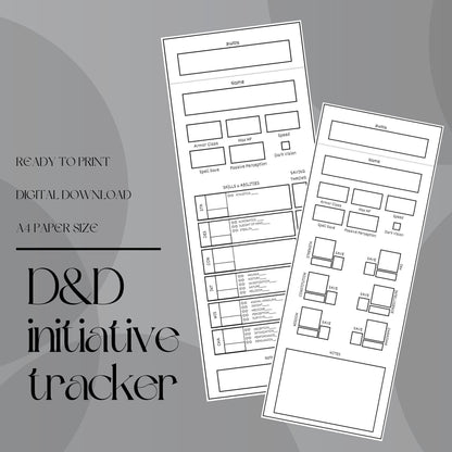 Fillable Initiative Tracker Cards - digital download preview