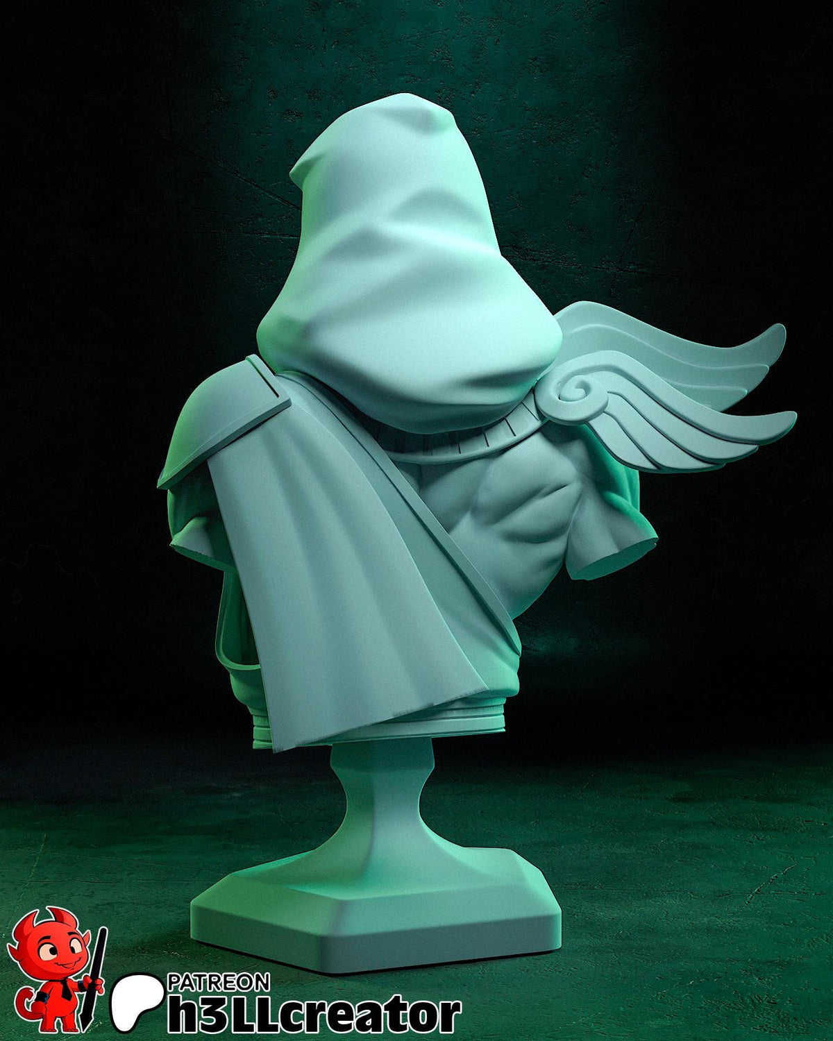 Thanatos Bust - Hades - 3D printed miniature detail view
