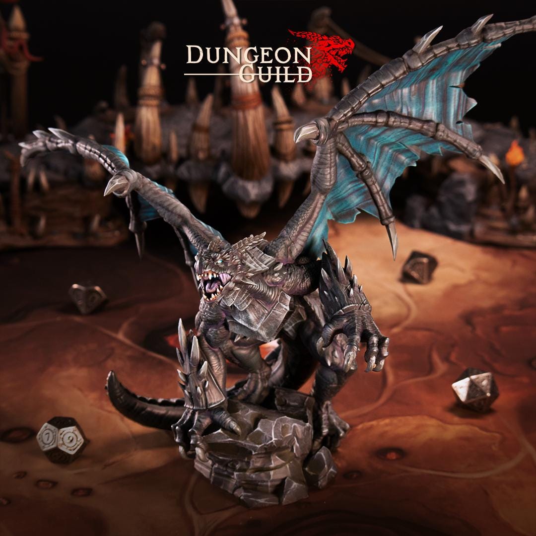 Black Dragon Miniature - resin tabletop miniature front view