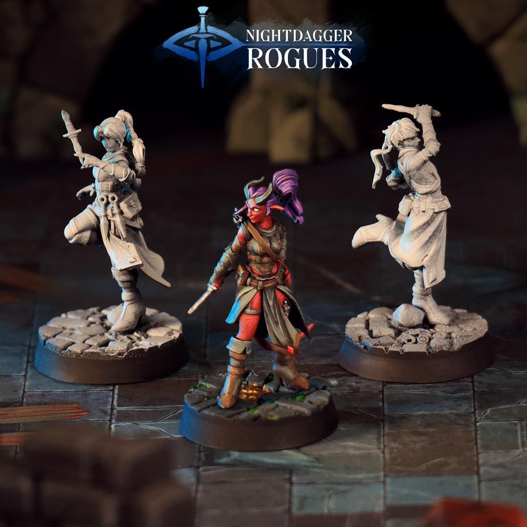 Tiefling Rogue Miniature - resin tabletop miniature front view