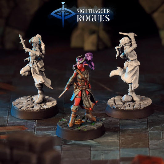 Tiefling Rogue Miniature - resin tabletop miniature front view