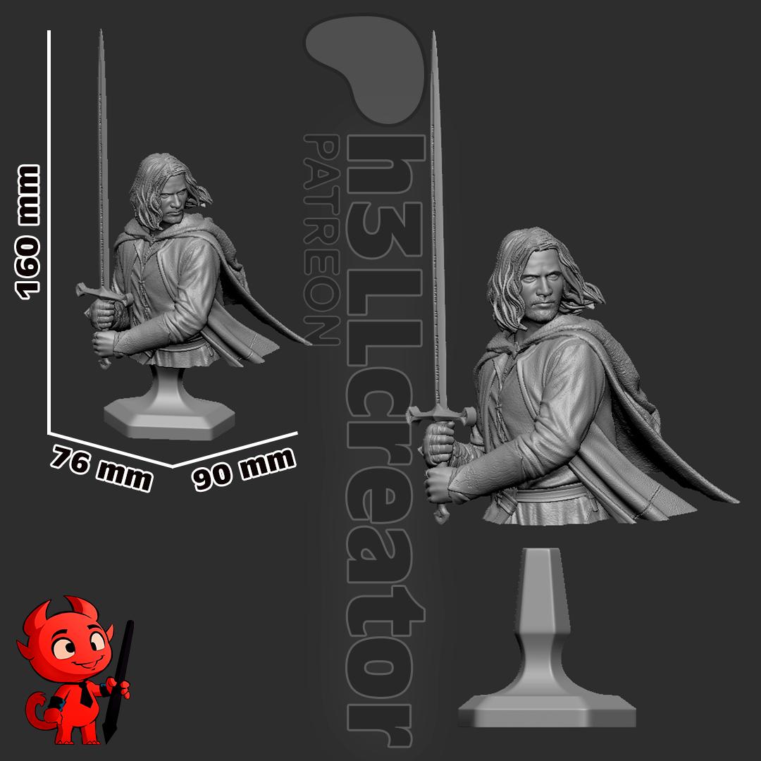 Aragorn Bust - The Lord of the Rings - paintable tabletop miniature product view