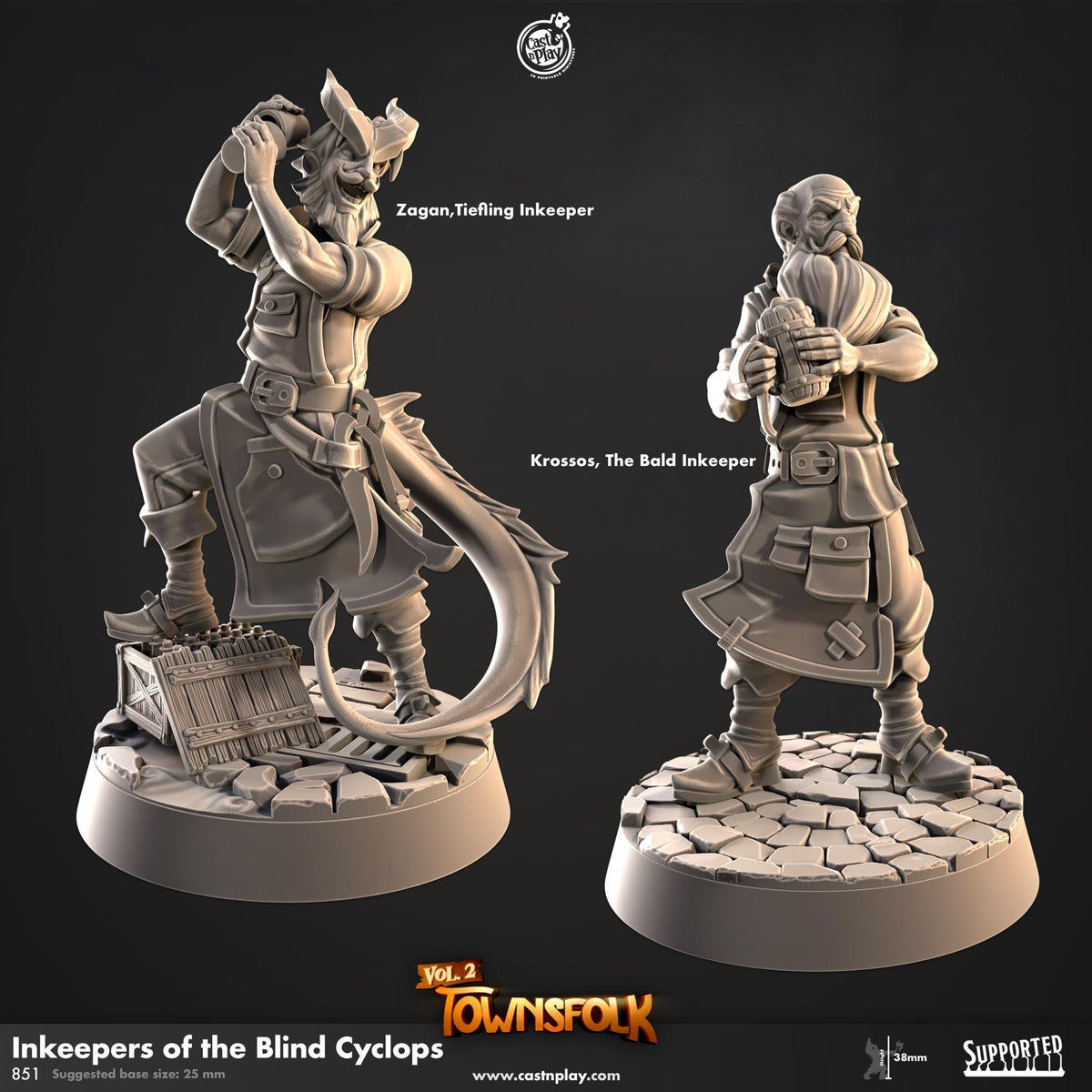 Tiefling Inkeepers Miniature - resin tabletop miniature front view