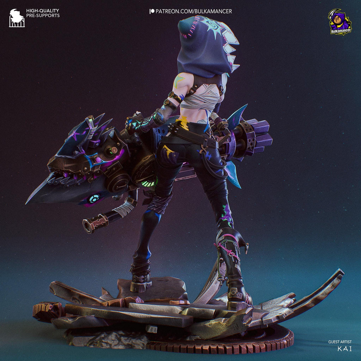 Jinx Fractured Figure - Arcane - 3D printed miniature detail view