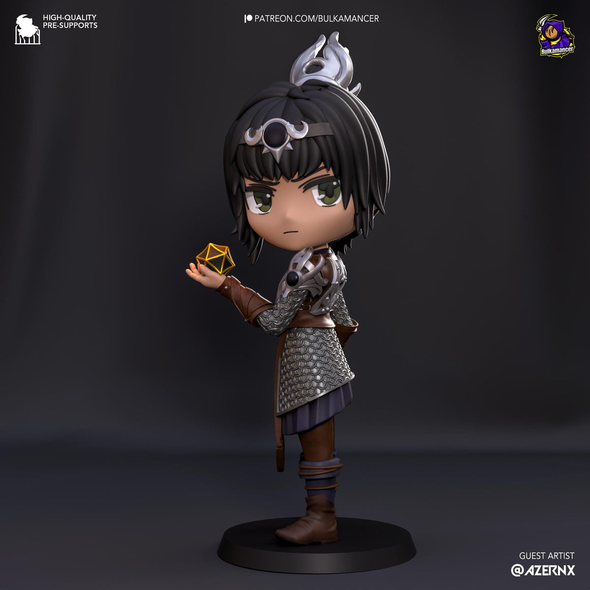 Shadowheart Chibi Figure - Baldur's Gate 3 - resin tabletop miniature front view
