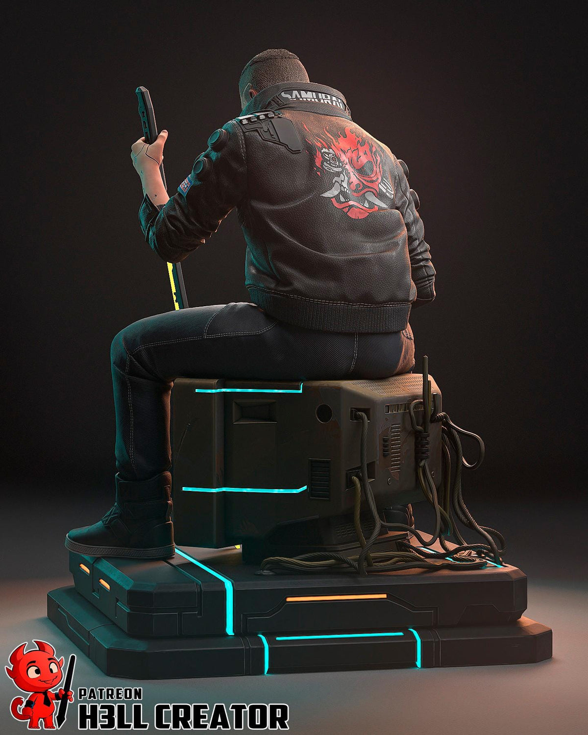 Male V Figure - Cyberpunk 2077 - 3D printed miniature detail view