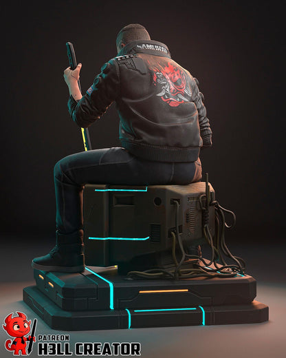 Male V Figure - Cyberpunk 2077 - 3D printed miniature detail view
