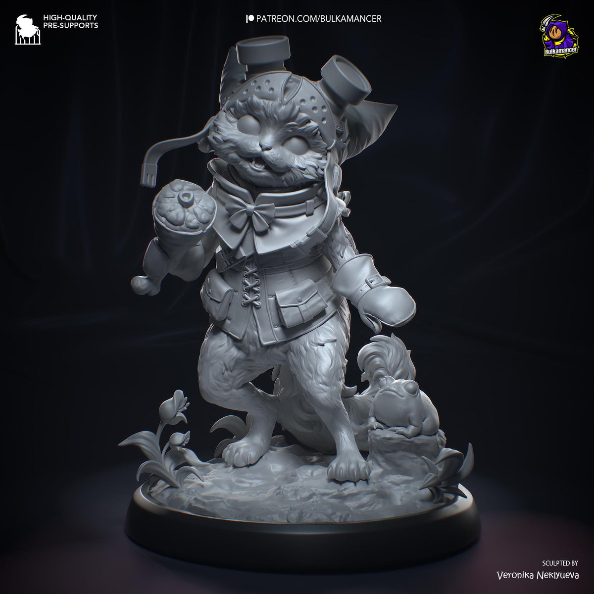 Palico and Toad Figure - Monster Hunter Wilds - paintable tabletop miniature product view