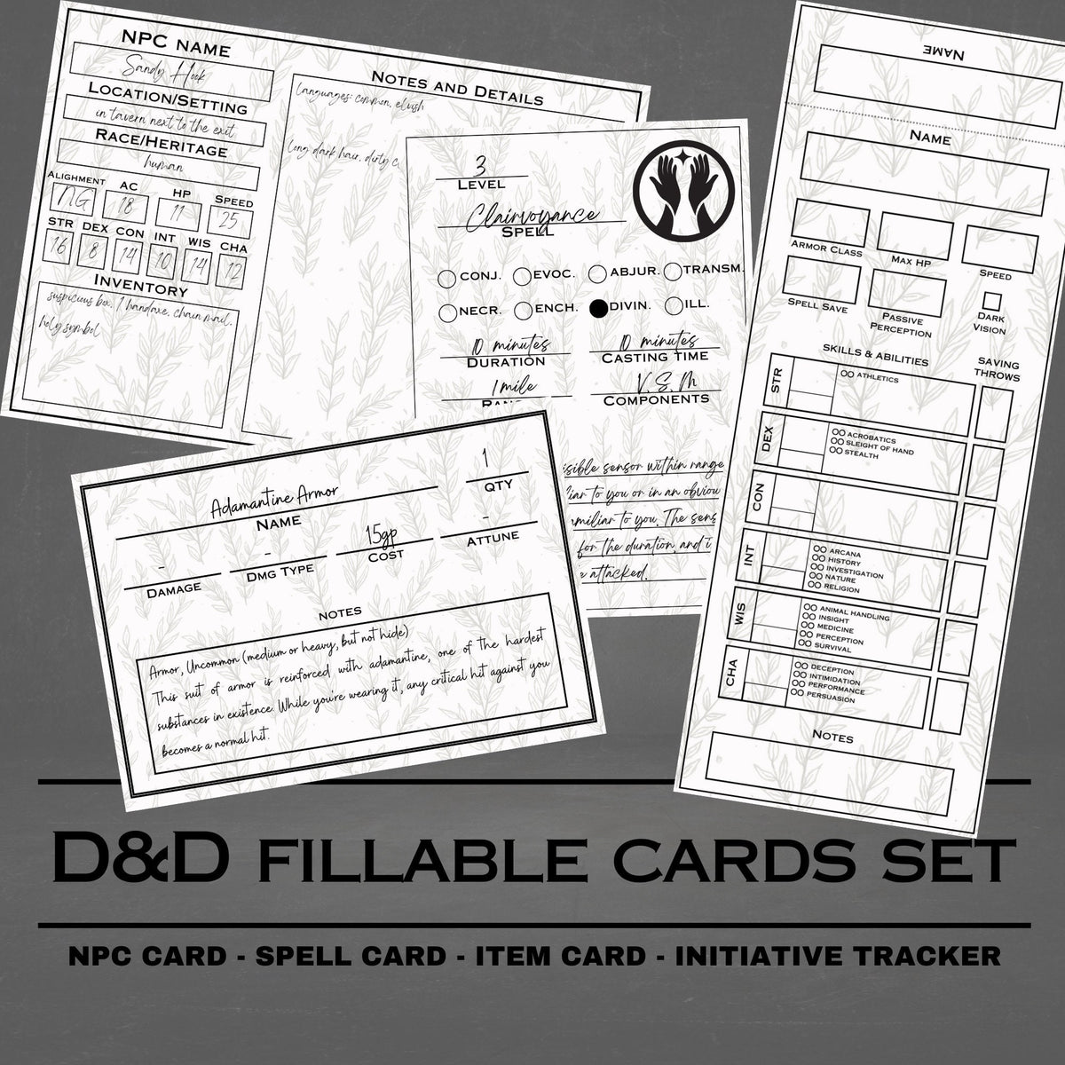 Fillable Cards Set - digital download preview