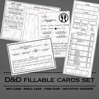 Fillable Cards Set - digital download preview