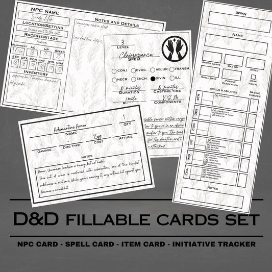 Fillable Cards Set - digital download preview