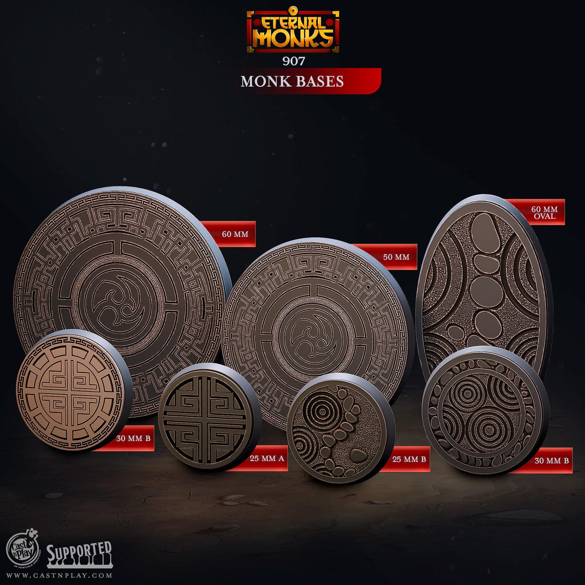 Monk Bases - resin tabletop miniature front view