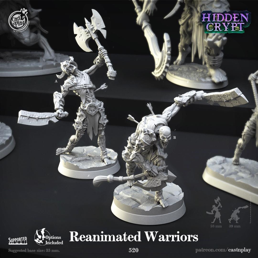 Undead Warrior Miniature - resin tabletop miniature front view