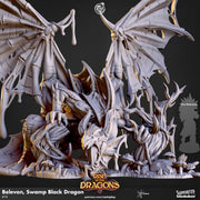 Black Swamp Dragon Large Miniature - resin tabletop miniature front view