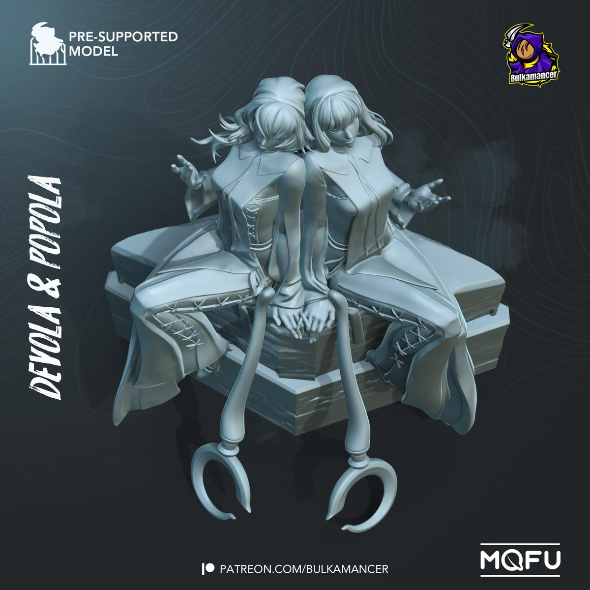 Devola and Popola Figure - NieR: Replicant - resin tabletop miniature alternate angle