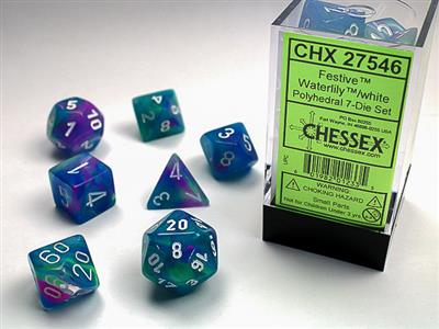 Chessex Festive Waterlily/white Polyhedral 7-Dice Set
