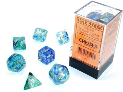 Chessex Nebula Oceanic/gold Luminary Polyhedral 7-Dice Set