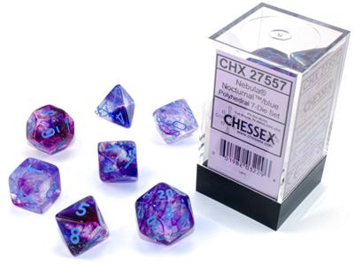 Chessex Nebula Nocturnal/blue Luminary Polyhedral 7-Dice Set