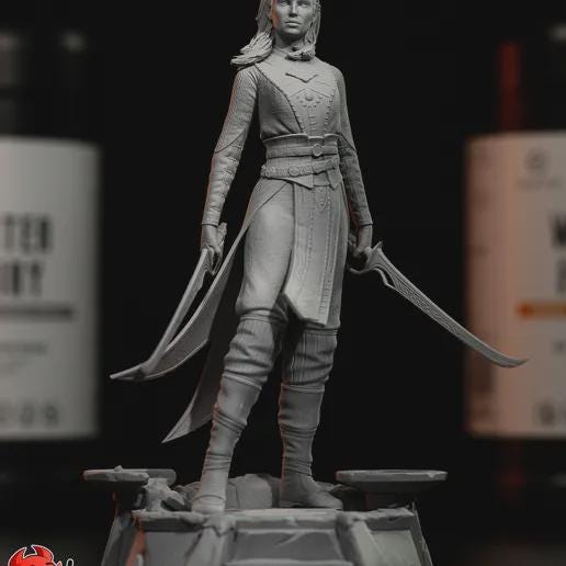 Jaheira Figure - Baldur's Gate 3 - resin tabletop miniature alternate angle