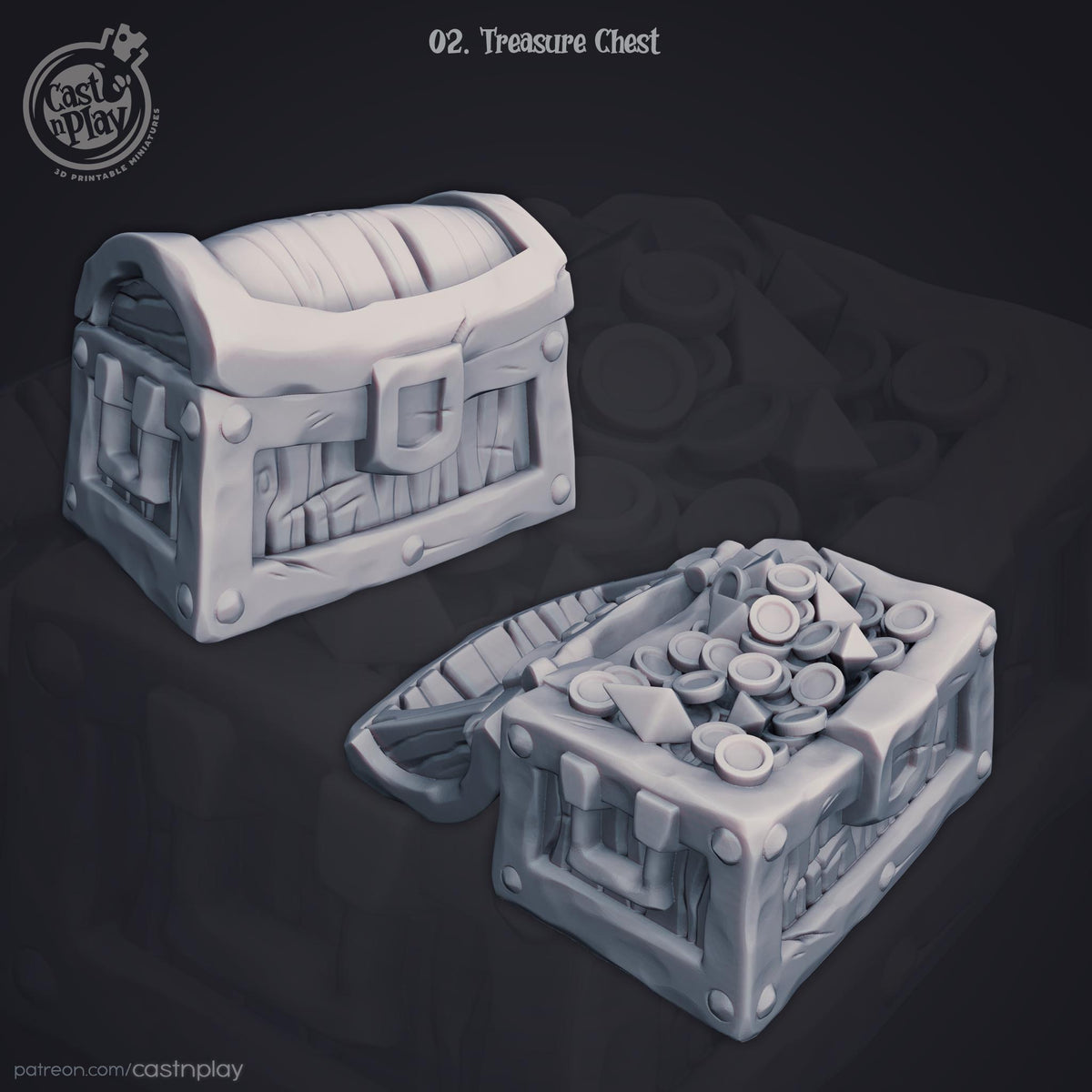 Treasure Chest Scatter Terrain - resin tabletop miniature front view