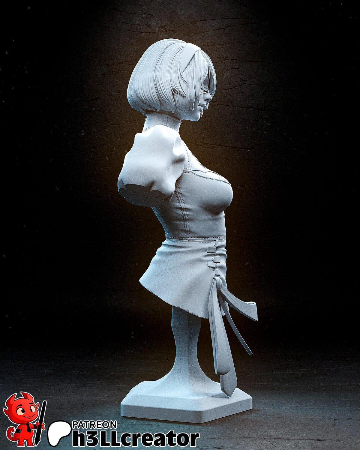2B YoRHa No. 2 Type B Bust - resin tabletop miniature alternate angle