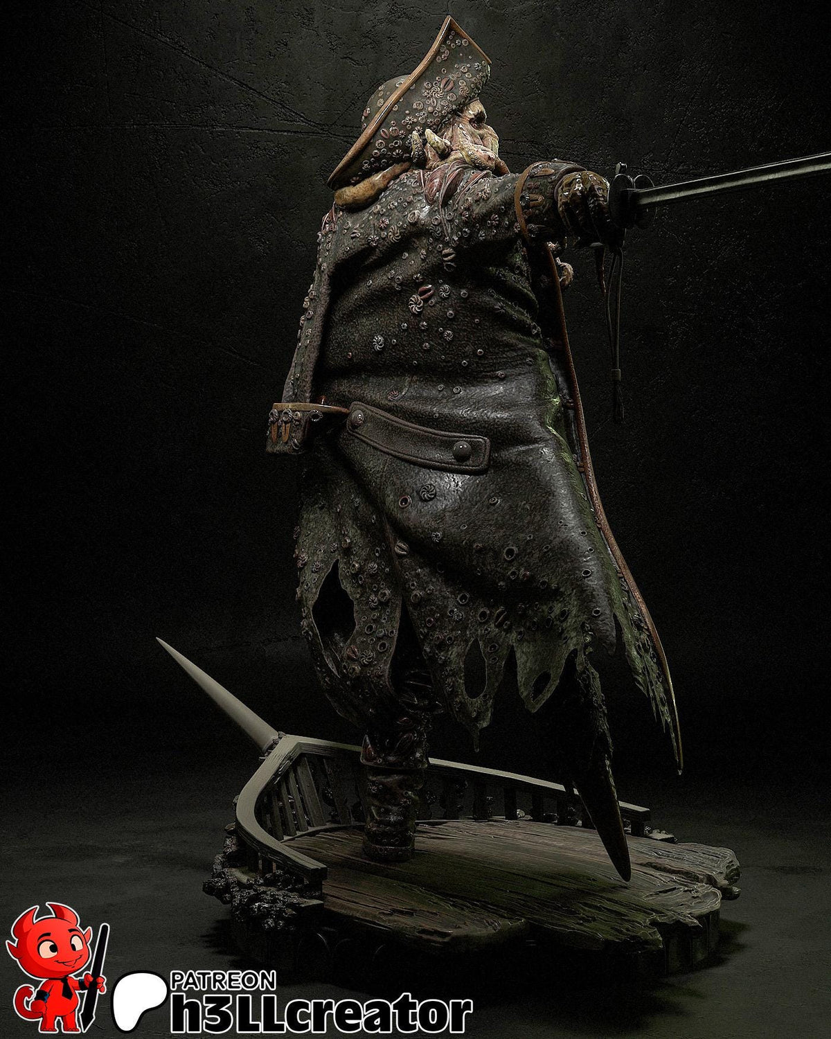 Davy Jones Figure - Pirates of the Caribbean - 3D printed miniature detail view