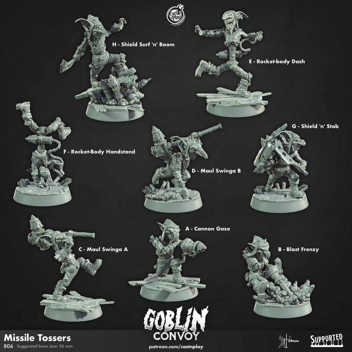 Goblin Gunslinger Miniature - resin tabletop miniature front view