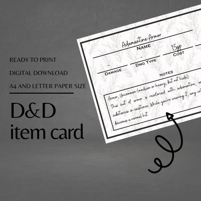 Fillable Item Cards - digital download preview