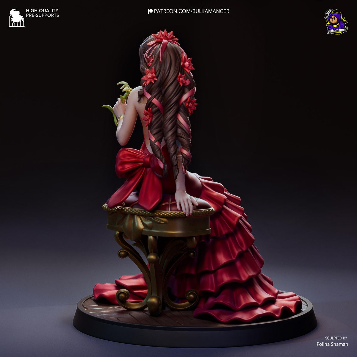 Aerith Figure - Final Fantasy VII - 3D printed miniature detail view