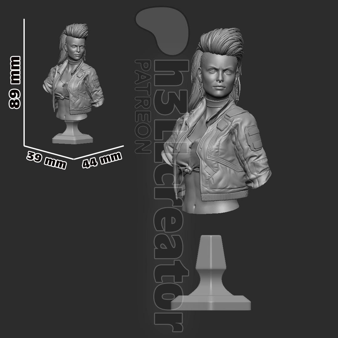 Rogue Amendiares Bust - Cyberpunk 2077 - paintable tabletop miniature product view