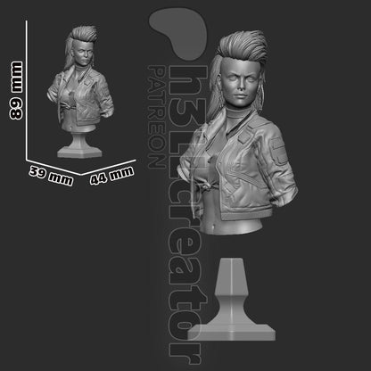 Rogue Amendiares Bust - Cyberpunk 2077 - paintable tabletop miniature product view