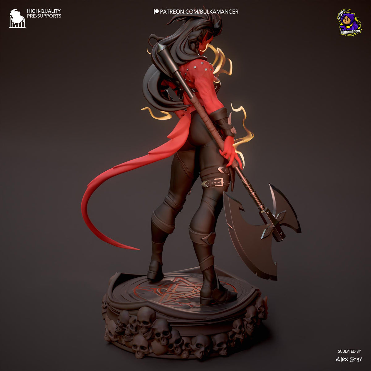 Karlach Figure - Baldur's Gate 3 - resin tabletop miniature alternate angle