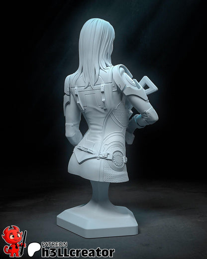 Ashley Williams Bust - Mass Effect - 3D printed miniature detail view