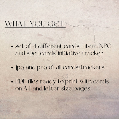 Fillable Cards Set - printable tabletop RPG resource preview