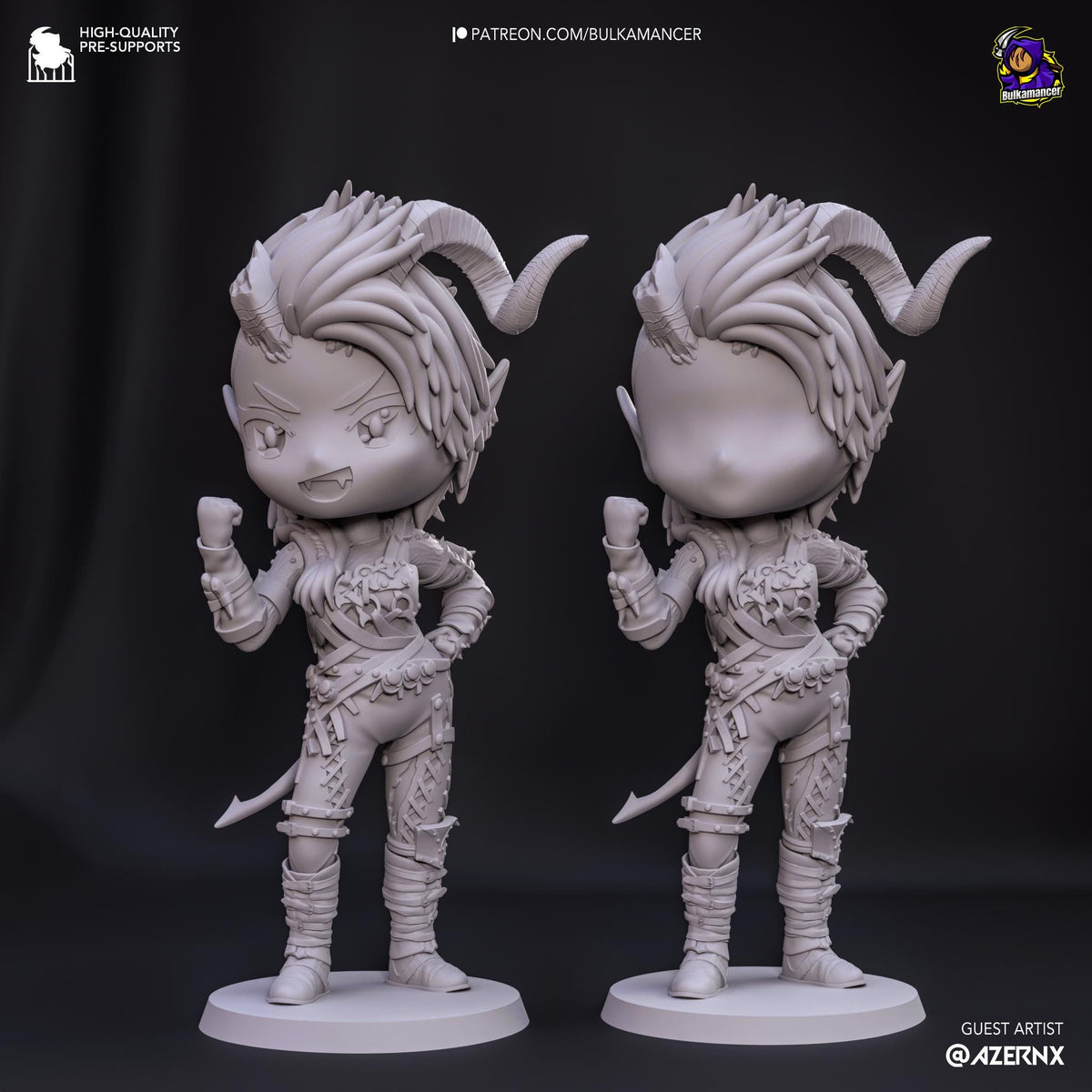 Karlach Chibi Figure - Baldur’s Gate 3 - 3D printed miniature detail view