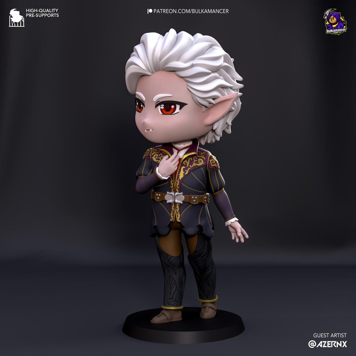 Astarion Chibi Figure - Baldur's Gate 3 - resin tabletop miniature alternate angle
