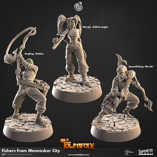 Fishermen Townsfolk Miniature Set - resin tabletop miniature front view