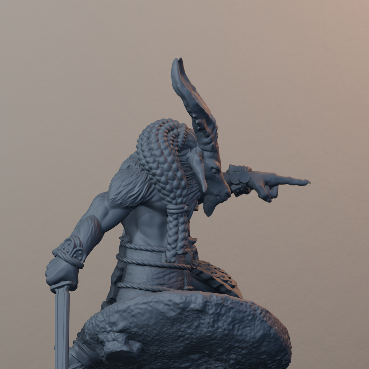 Goatmen Fantasy Miniatures - Goatman Pose 02 - detail upper view