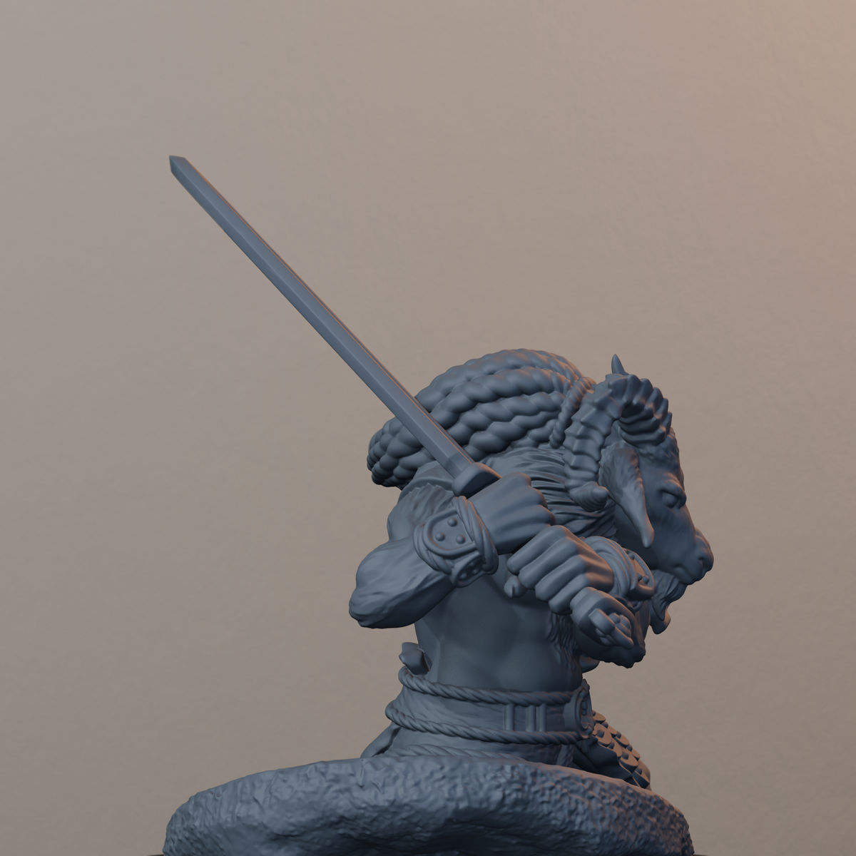 Goatmen Fantasy Miniatures - Goatman Pose 05 - detail upper view