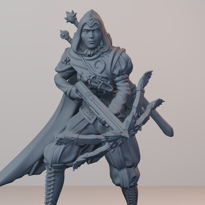 Archvillain Heroes Fantasy Miniatures - Isabetta of the Dawn (crossbow,hood) - detail upper view