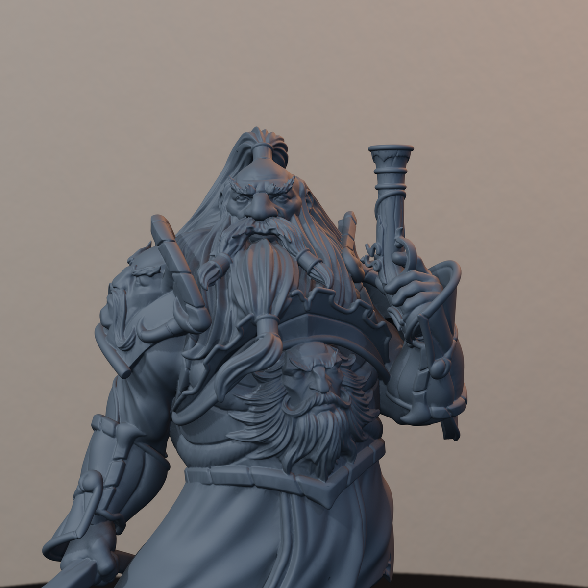 Steelbreaker Leadspitters Dwarf Miniatures - Steelbreaker Leadspitter Pose 02 - detail upper view