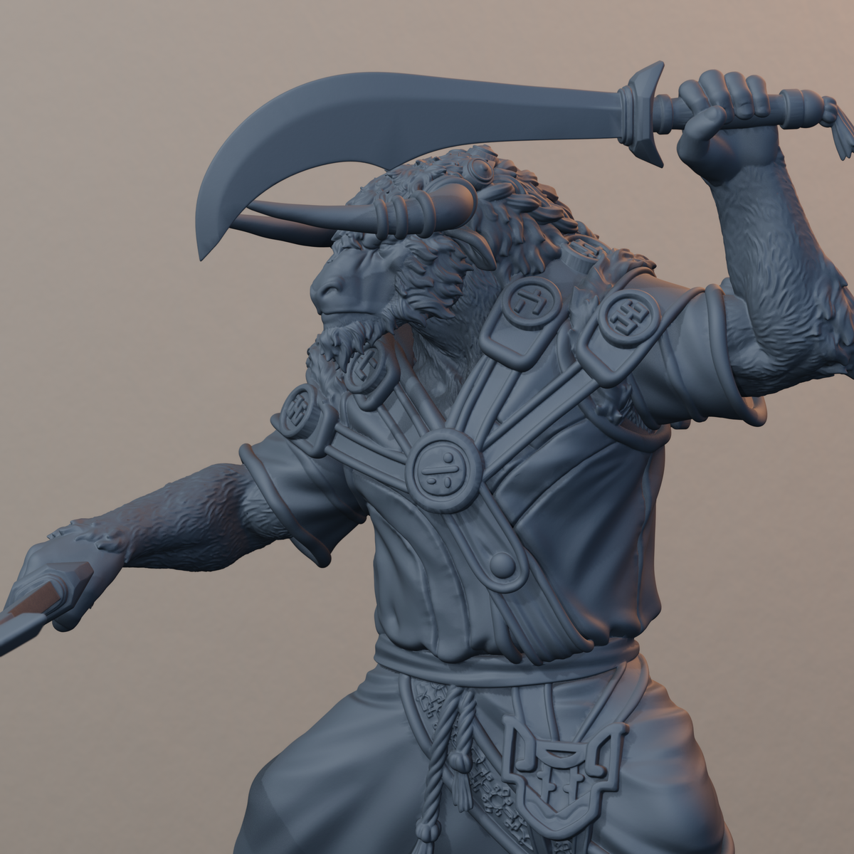 Yak Folk Fantasy Miniatures - Yak Folk Pose 03 - detail upper view