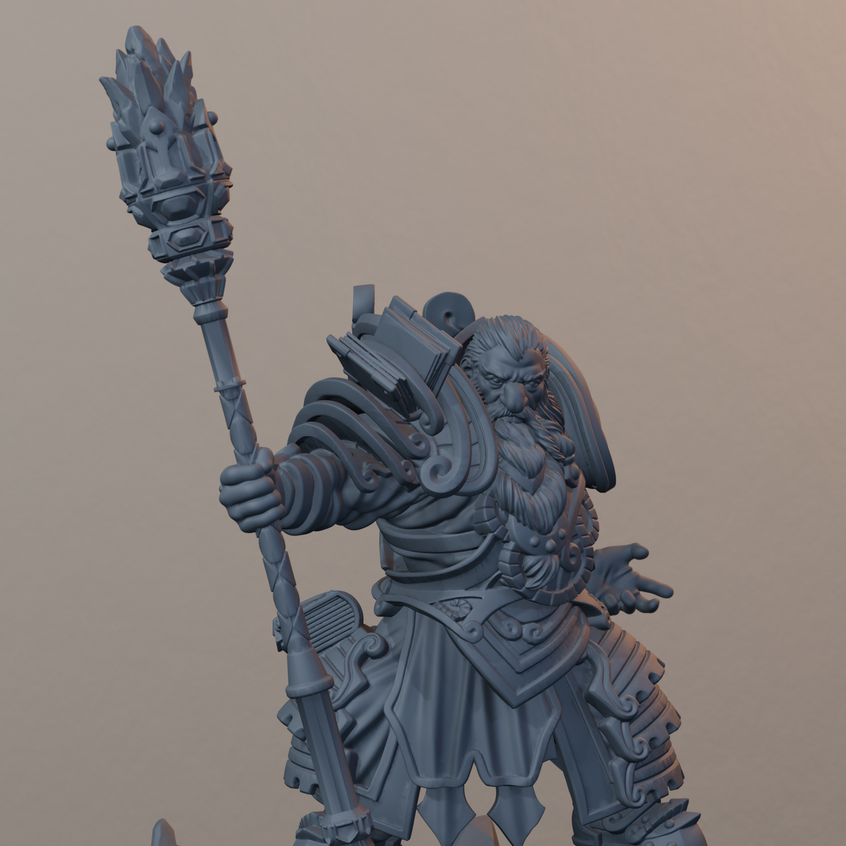 Geomancers Dwarf Miniatures - Geomancer Male Pose 02 - detail upper view