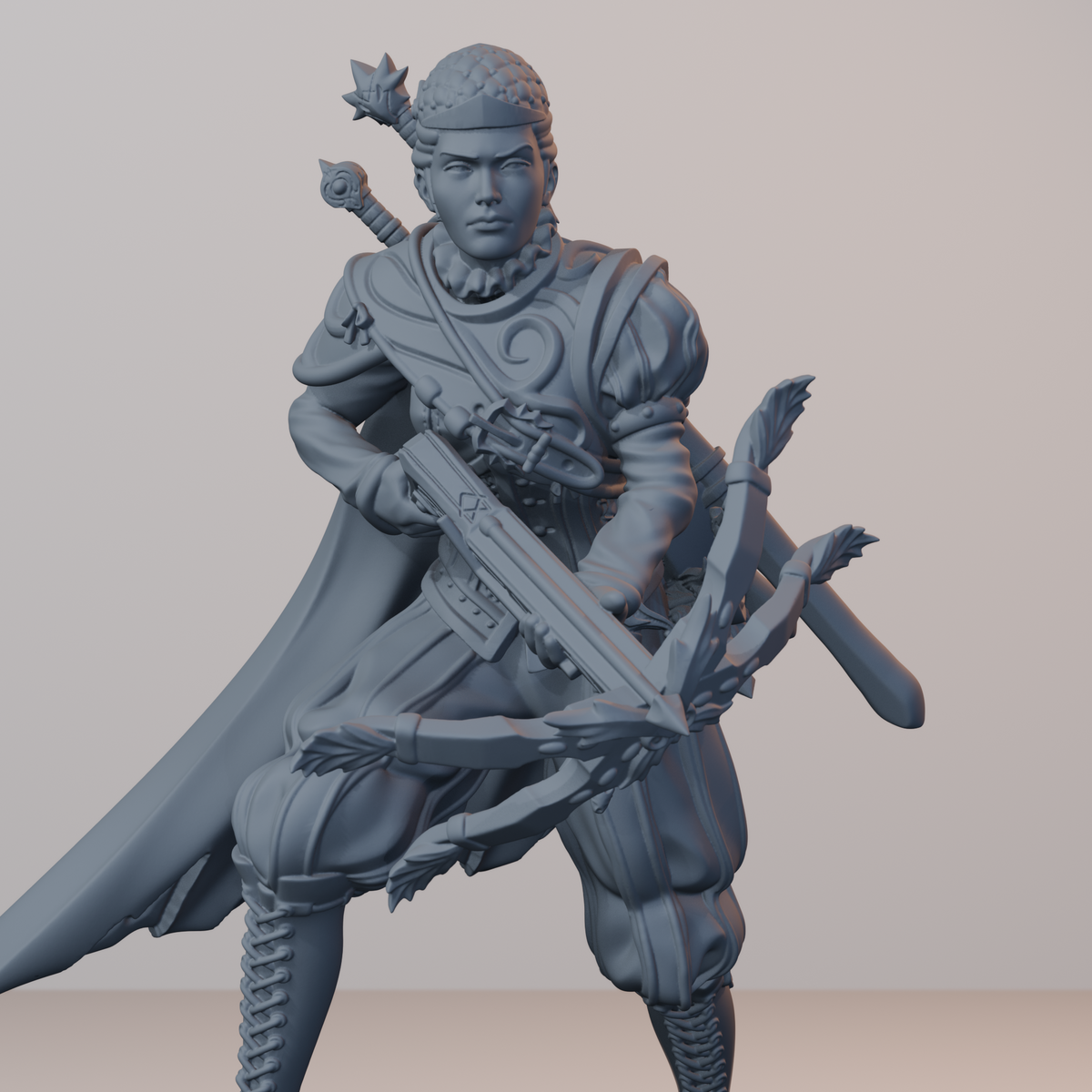 Archvillain Heroes Fantasy Miniatures - Isabetta of the Dawn (crossbow) - detail upper view