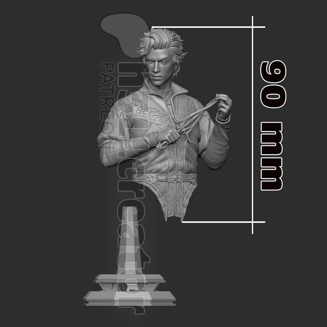 Astarion Bust - Baldur's Gate 3 - paintable tabletop miniature product view